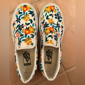 Vans Custom Platform Floral Slip Ons
